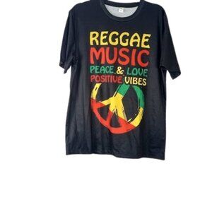 Serious Ness Mens Graphic T Shirt Black Reggae Music Peace Love Positive Vibes M